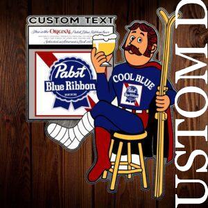 Vintage Pabst Cool Blue Skier Custom Text Wall Decor