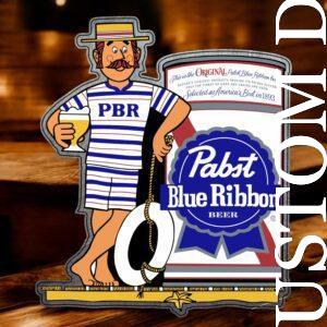 Vintage Pabst Cool Blue Beach Man Custom Text Wall Decor