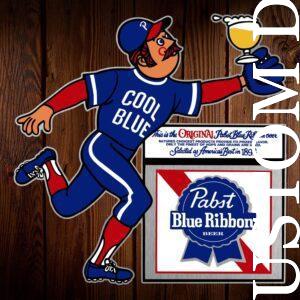 Vintage Pabst Cool Blue Baseball Player Wall Decor